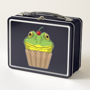 Frosch mit Muffin Metall Brotdose