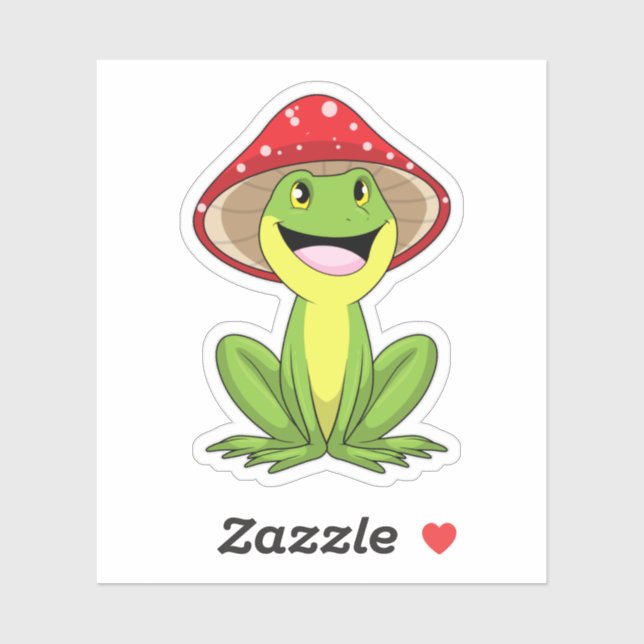 Frosch mit Pilz Aufkleber (Blatt)