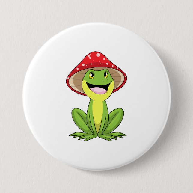 Frosch mit Pilz Button (Vorderseite)