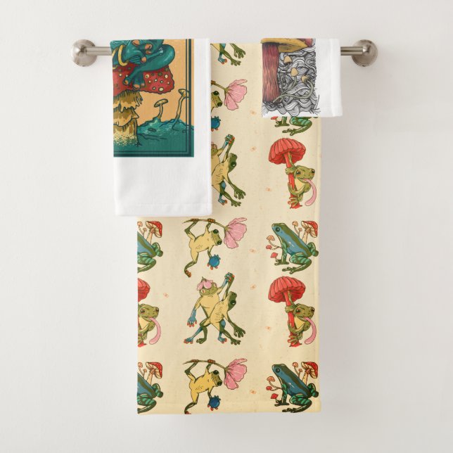Frosch mit Pilz Cotattcore-Design Badhandtuch Set (Insitu)