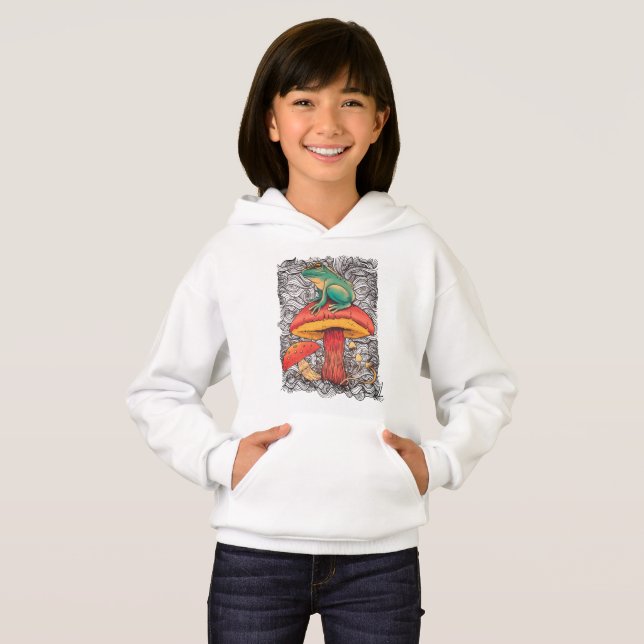 Frosch mit Pilz Cotattcore-Design Hoodie (Vorne ganz)