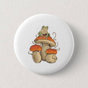 Frosch mit Pilzen Button
