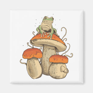 Frosch mit Pilzen Magnet