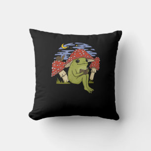 Frosch mit Pilzhut - Cottagecore Goblincore Bo Kissen