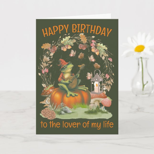 Frosch mit Pilzhut singen Happy Birthday Karte (Kleine Pflanze)