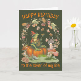 Frosch mit Pilzhut singen Happy Birthday Karte