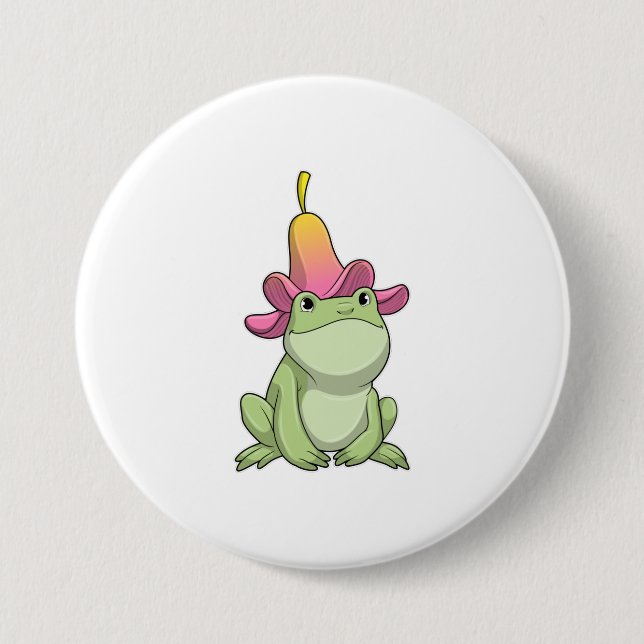 Frosch mit Plumeria Button (Vorderseite)