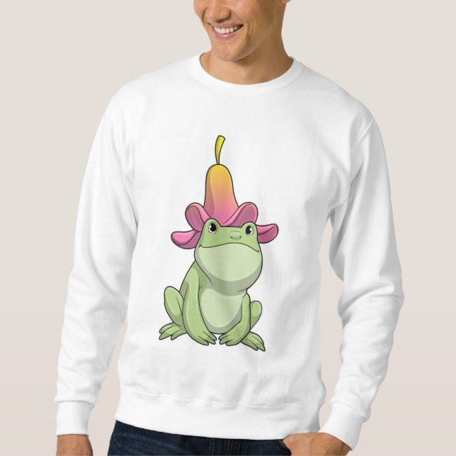 Frosch mit Plumeria Sweatshirt (Vorderseite)