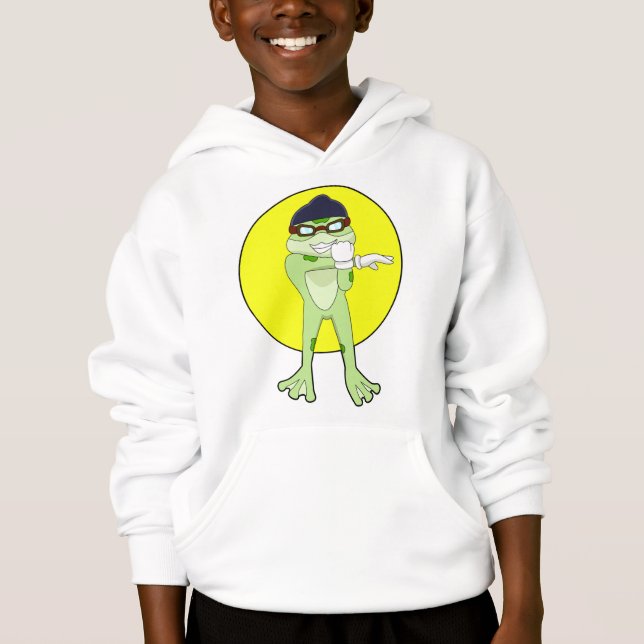 Frosch mit Schwimmbrille Hoodie (Vorderseite)