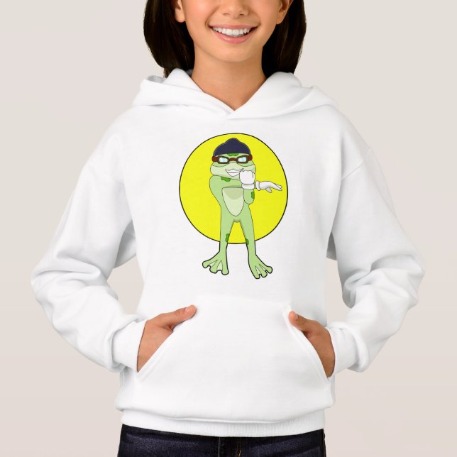 Frosch mit Schwimmbrille Hoodie (Vorderseite)