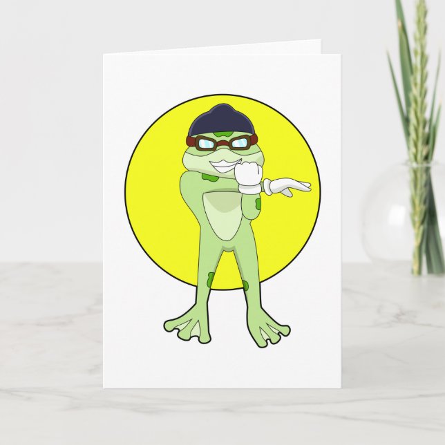 Frosch mit Schwimmbrille Karte (Vorderseite)