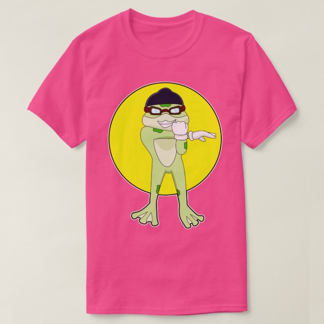 Frosch mit Schwimmbrille T-Shirt (Design vorne)