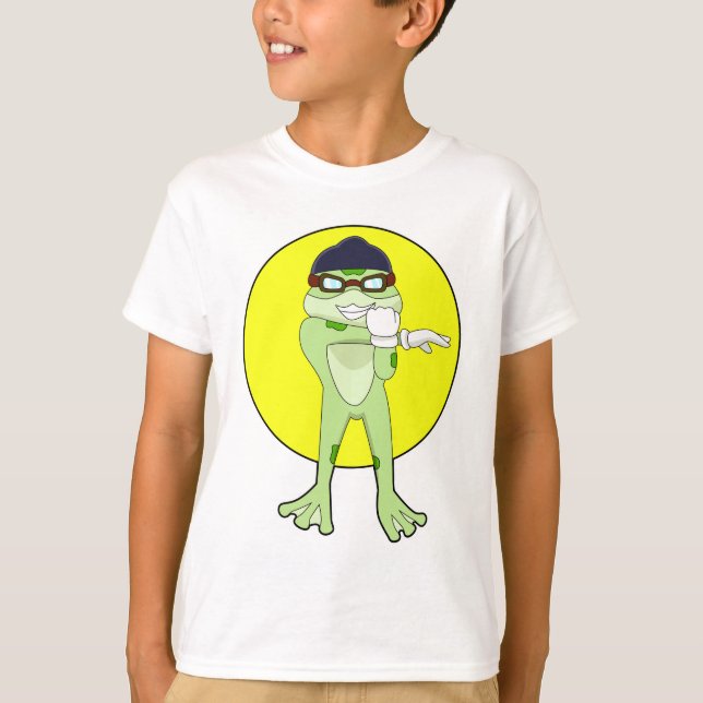 Frosch mit Schwimmbrille T-Shirt (Vorderseite)