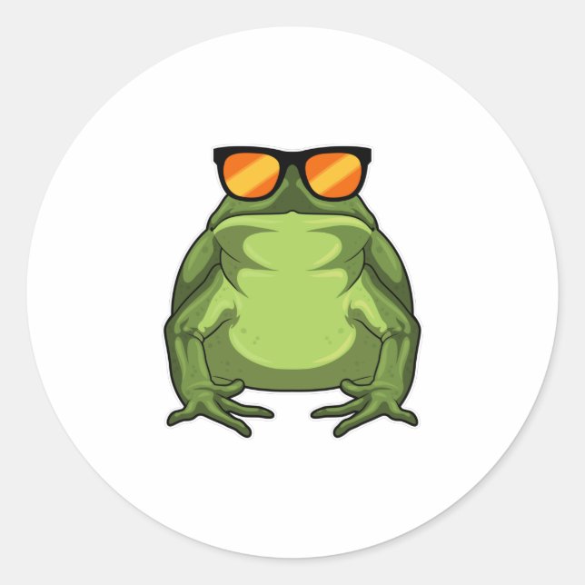 Frosch mit Sonnenbrille Runder Aufkleber (Vorderseite)