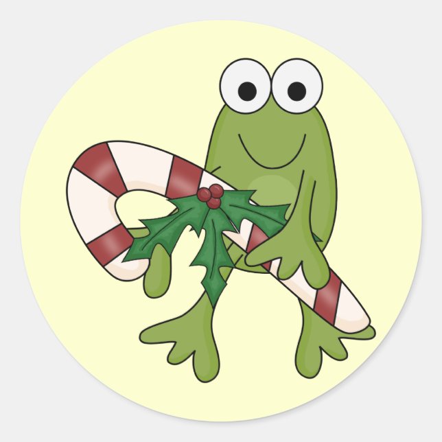 Frosch mit Süßkanistenhemden und Geschenken Runder Aufkleber (Vorderseite)