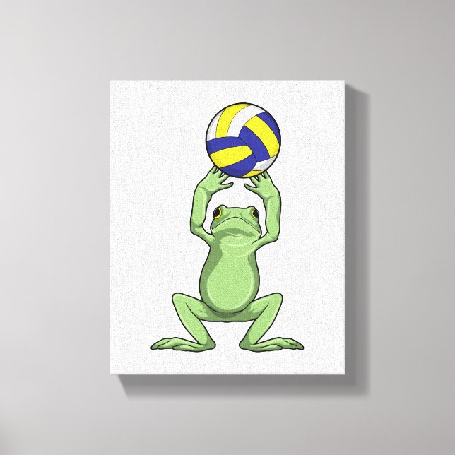 Frosch mit Volleyball Leinwanddruck (Vorderseite)