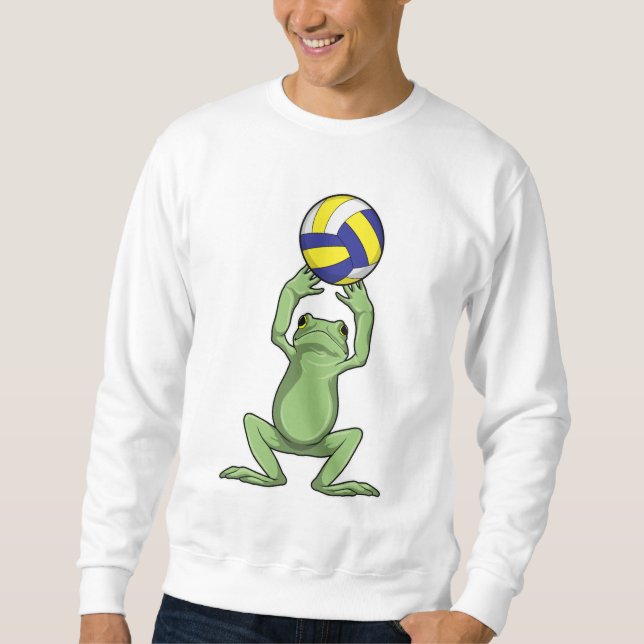 Frosch mit Volleyball Sweatshirt (Vorderseite)