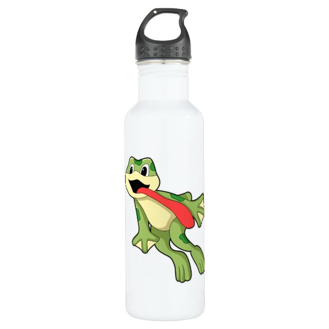Frosch mit Zunge draußen Edelstahlflasche (Vorderseite)