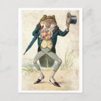 Frosch mit Zylinder und Blumen