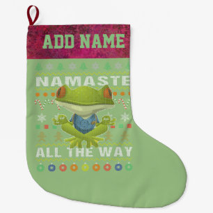 Frosch Namaste den ganzen Weg über wahnsinnig Wei Großer Weihnachtsstrumpf