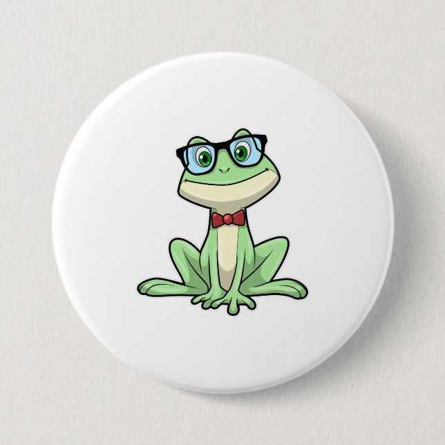 Frosch-Nerd-Schüler-Brille Krawatte Button (Vorderseite)