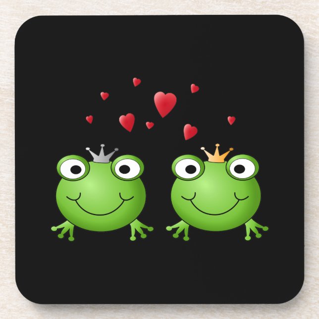 Frosch-Paare mit Herzen Untersetzer (Vorderseite)