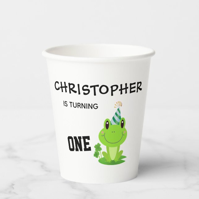 Frosch Party Erstgeburt Sumpf Grüner Frogg Pappbecher (Vorderseite)