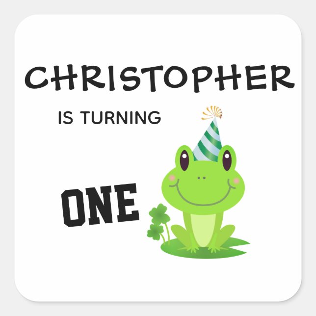 Frosch Party Erstgeburt Sumpf Grüner Frogg Quadratischer Aufkleber (Vorderseite)