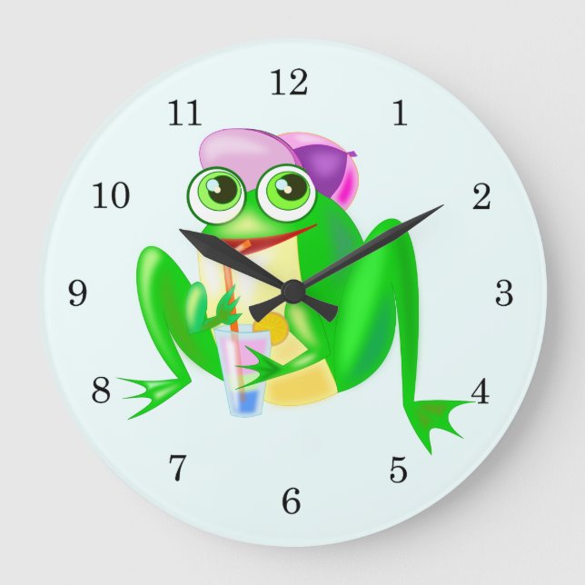 Frosch-Party Große Wanduhr (Vorderseite)