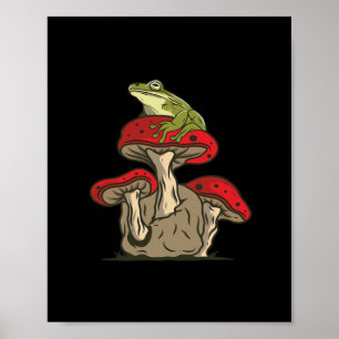 Frosch-Pilz-Cottagecore-Klassischer Retro-Charme Poster