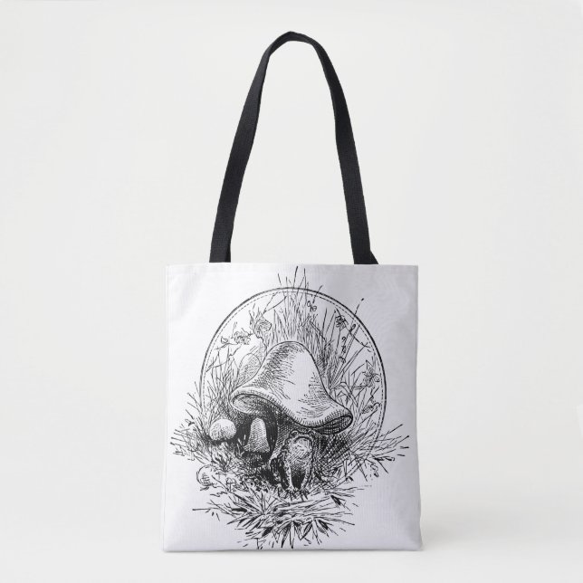 Frosch, Pilze und Frösche, Retrotouren, schwarz un Tasche (Vorderseite)
