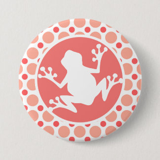 Frosch; Pink & Coral Polka Dots Button