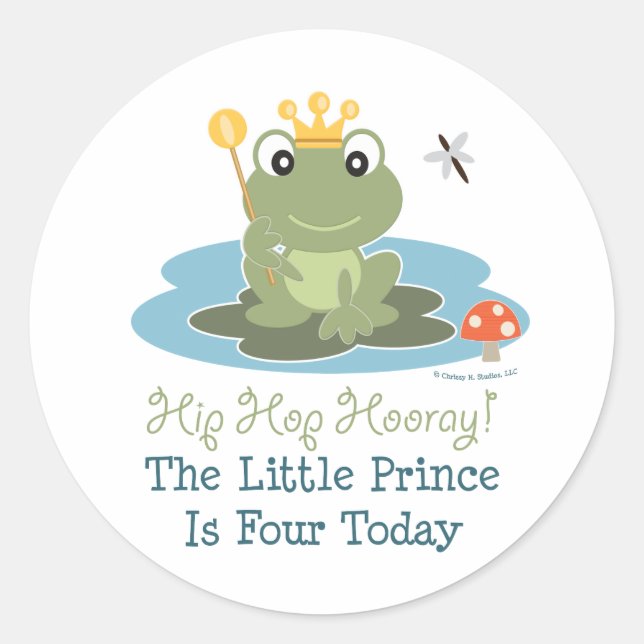 Frosch Prince 4. Geburtstag Stickers (Vorderseite)
