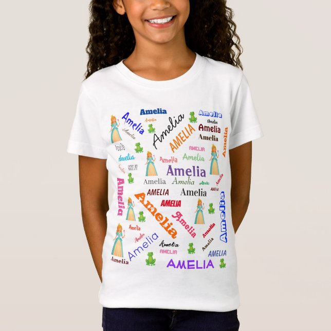Frosch Princess Fairy Tale Word Cloud Name Collage T-Shirt (Vorderseite)