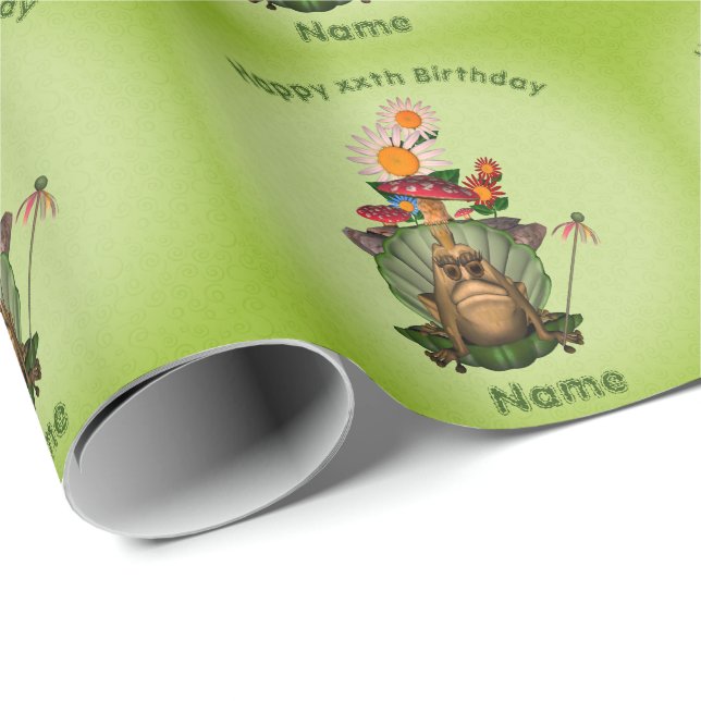 Frosch Princess Mushrooms Personalisiert Geburtsta Geschenkpapier (Rolleneckpunkt)