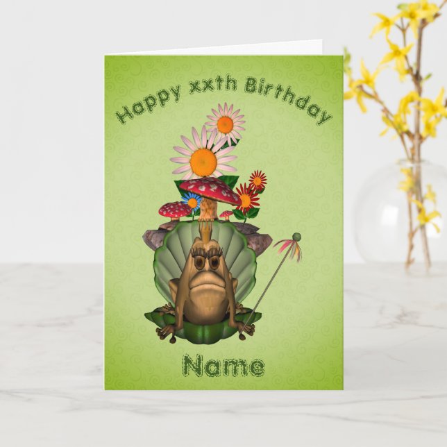 Frosch Princess Mushrooms Personalisiert Geburtsta Karte (Gelbe Blume)