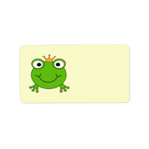 Frosch-Prinz. Lächelnder Frosch mit einer Krone Adressaufkleber