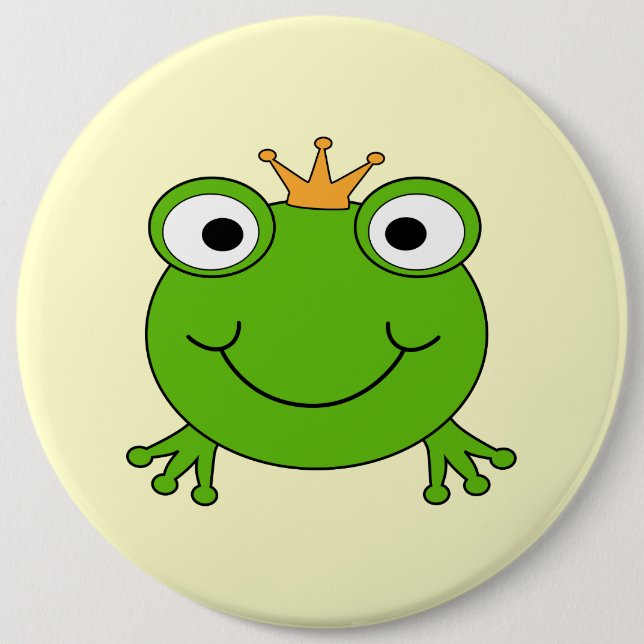 Frosch-Prinz. Lächelnder Frosch mit einer Krone Button (Vorderseite)