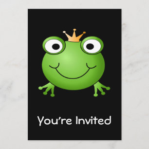 Frosch-Prinz. Lächelnder Frosch mit einer Krone Einladung