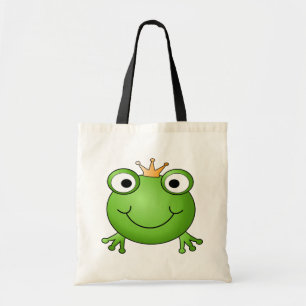 Frosch-Prinz. Lächelnder Frosch mit einer Krone Tragetasche