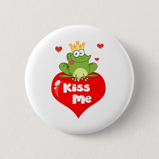 Frosch-Prinz On A Red Heart Button (Vorderseite)