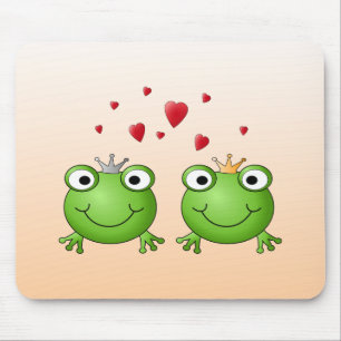 Frosch-Prinz und Frosch-Prinzessin, mit Herzen Mousepad