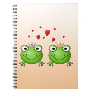 Frosch-Prinz und Frosch-Prinzessin, mit Herzen Notizblock