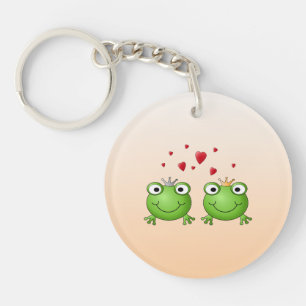 Frosch-Prinz und Frosch-Prinzessin, mit Herzen Schlüsselanhänger