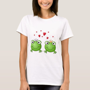 Frosch-Prinz und Frosch-Prinzessin, mit Herzen T-Shirt
