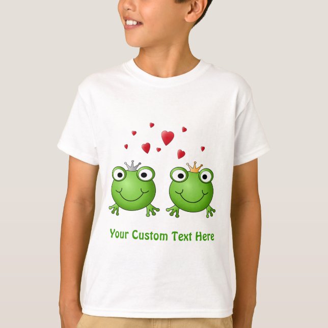 Frosch-Prinz und Frosch-Prinzessin, mit Herzen T-Shirt (Vorderseite)
