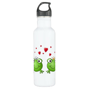 Frosch-Prinz und Frosch-Prinzessin, mit Herzen Trinkflasche
