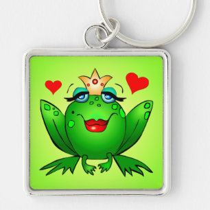 Frosch Prinzessin Crown und Hearts Green Schlüsselanhänger