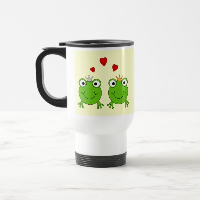 Frosch-Prinzessin und Frosch-Prinz, mit Herzen Reisebecher (Links)