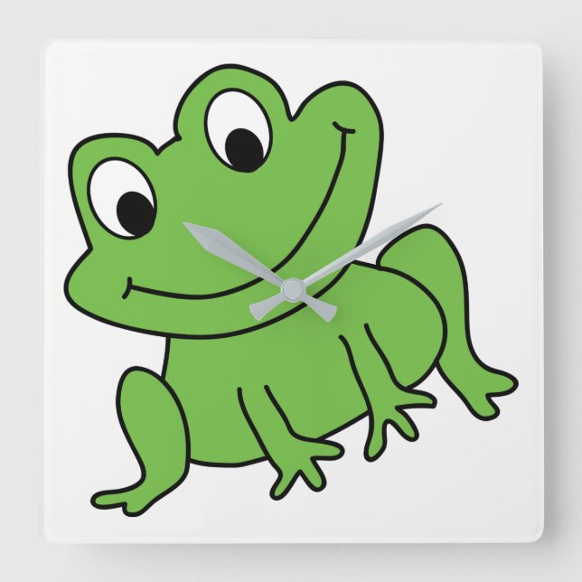 Frosch Quadratische Wanduhr (Vorderseite)